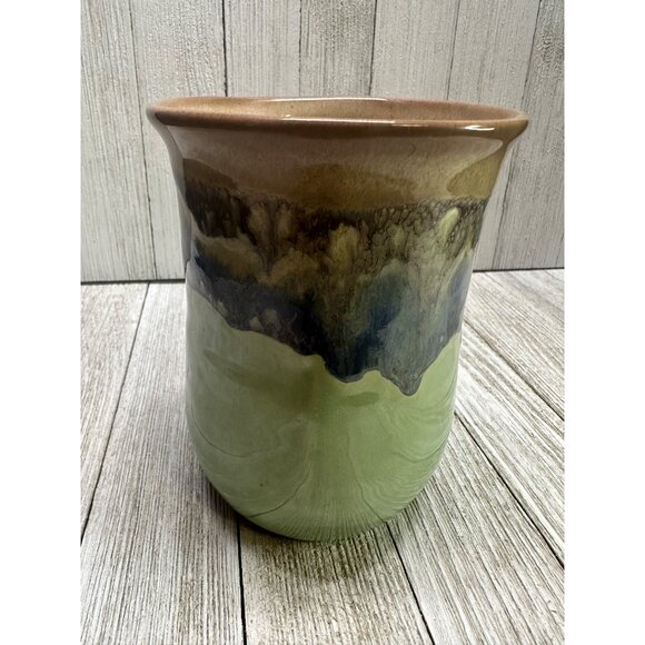 Neher Pottery Left Hand Warmer Coffee Tea Mug Cup Blue Green Glazed 5'' Tall - Picture 4 of 7